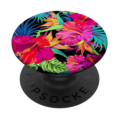 Cute Floral Hibiscus Flower Hawaii Jungle Exotic Tropical PopSockets Adhesive PopGrip