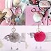 Cute Fluffy Unicorn Keychain, Pom Pom Style Plush Ball Pendant Keyfob Key Ring