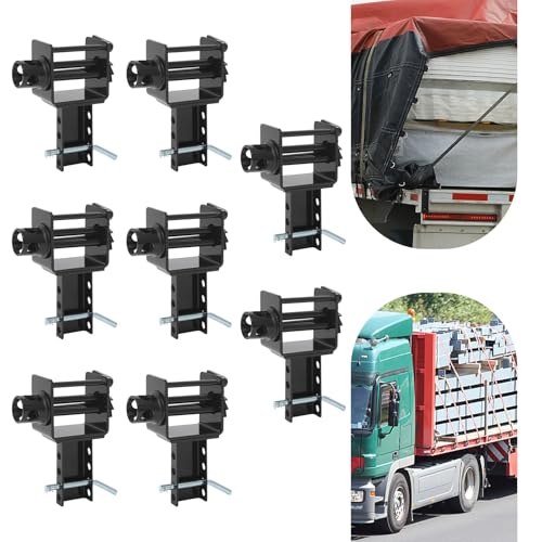 Image of Trailer Stake Pocket Winch, 8Pcs Stake Pocket Ratchet Straps, Working Load Limit 5,400Lbs and Breaking Strength 16,200Lbs, for Trailer Transport Scenarios, Logistics, Freight, Other Industries