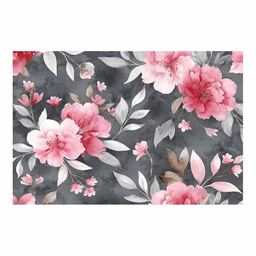 DunPei Quadro Moderno su Tela con Forme Floreali Geometriche, Fiori famosi Design Grafico per un Arredamento Contemporaneo(rosa)-30x45cm Non incorniciato