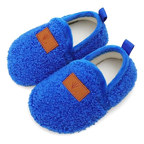 Lisdwde Boys Girls Warm Slippers Kids Winter Indoor Household Shoes Winter House Shoes Blue 3.5-4.5 Infant=EU20-21