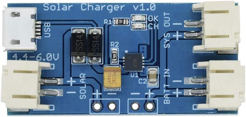 Electrobot Mini Solar LiPo Charger Module 500mA | CN3065 Based Charging Board for 3.7V Lithium Polymer Battery | Micro USB + Solar Panel Input | DIY Solar Battery Charging Projects