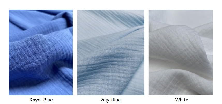 Double Gauze Muslin 100% Cotton Fabric Curtains Fine Cheese Baby Cloth Linen Look Event Wedding Textile - 140cm Wide (1, White) - Image 3