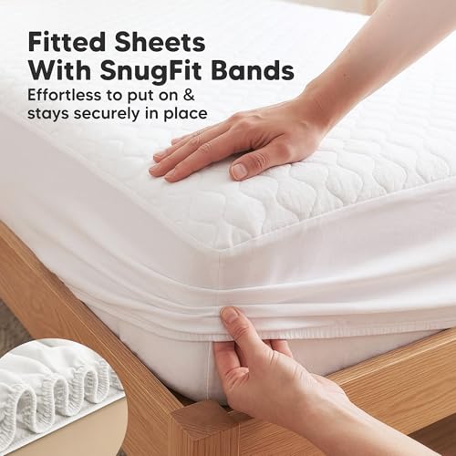 Image of 1-Pack Waterproof Twin XL Mattress Protector - Quiet Twin Size Toddler Mattress Protector Cover, 80 inchx39 inch, Kids Toddler Bed Sheets, Soft Absorbent Quilted Cotton, Machine Washable (Soft White, Twin XL)