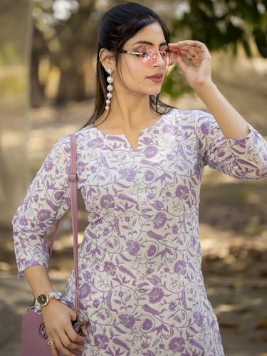 Image of Pinkmint Printed Pure Cotton A Line Co Ord Set for Women l Stylish 3 /4 Sleeve with Side Pocket l Two Piece Summer Set