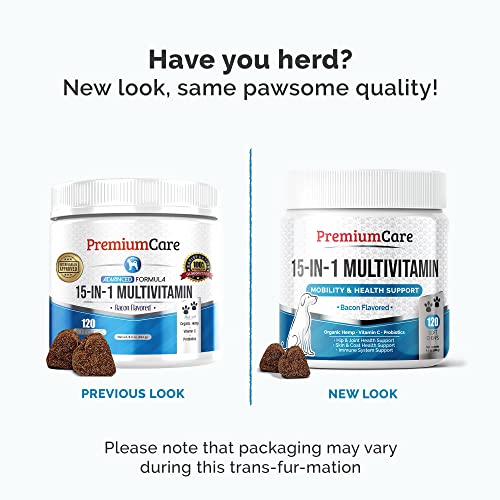 Premium Care 15in1 Dog Multivitamin Chews Dog Vitamins and Supplements with Vitamin C