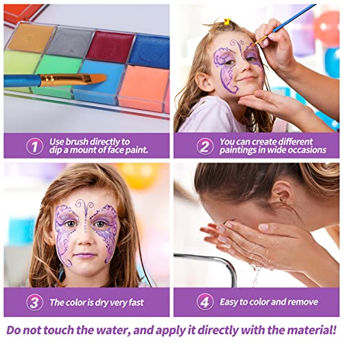 Vespro Professional Face Body Paint Kit,42 Colors Oil Face&Body Paint Kit (26 Classic Colors+10 Metal Colors +6 Uv Glow Colors) With 10 Size Brushes 4Pcs Reusable Large Face Stencils And 4Pcs Small Paint Stencils For Kids’ And Adults’ Halloween Makeup #TOP3