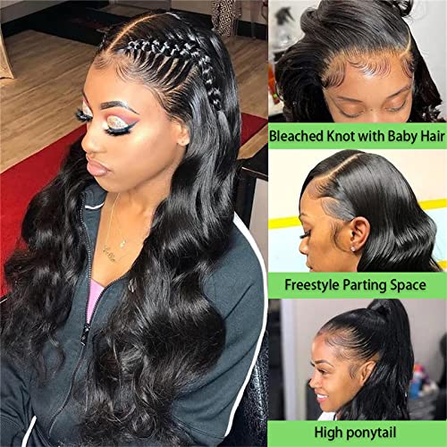 26 Inch Body Wave Lace Front Wigs Human Hair Pre Plucked 180% Density 13X4 Hd Lace Front Wigs For Women Glueless Wigs Black Unprocessed Brazilian Virgin Human Hair With Baby Hair Bleached Knots #TOP5