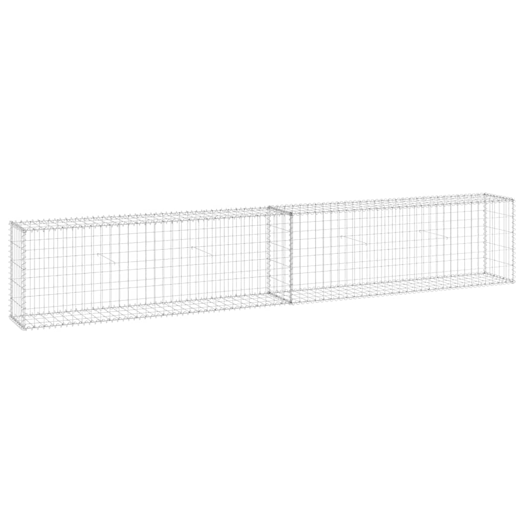 Cesta de acero galvanizado, 300 x 30 x 50 cm, con cubierta para valla y muro de contención