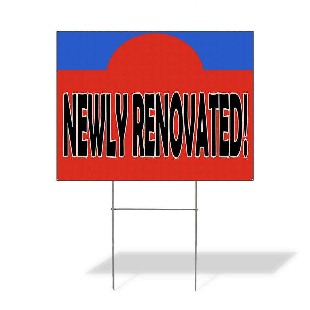 Plastic Weatherproof Yard Sign Newly Renovated Red Blue Apartment Brown Apartment for Rent for Sale Sign Multiple Quantities Available 24INx18IN Two