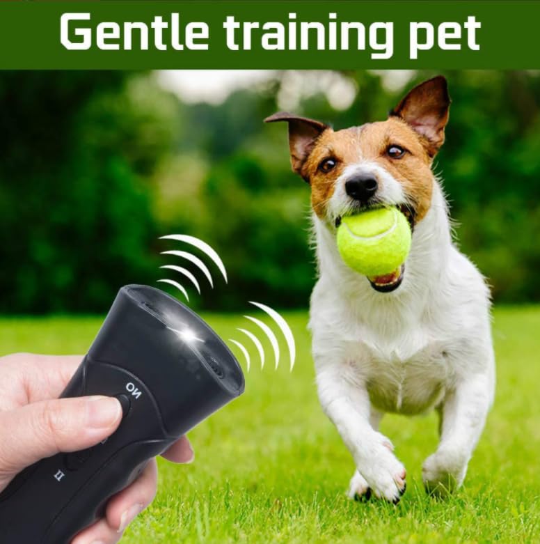 Image of Ultrasonic Dog Repeller with LED Flashlight - Portable Handheld Dog Bark Control & Training Device for Walking, Outdoor Safety & Behavior Support