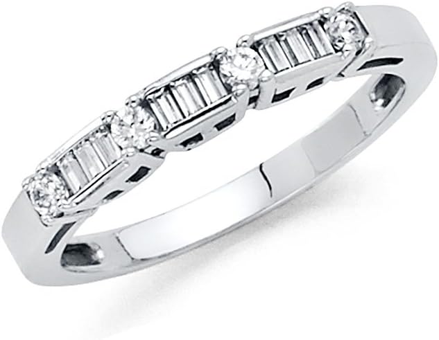 14k White Gold Wedding Engagement Ring and Wedding Band 2 Piece Set