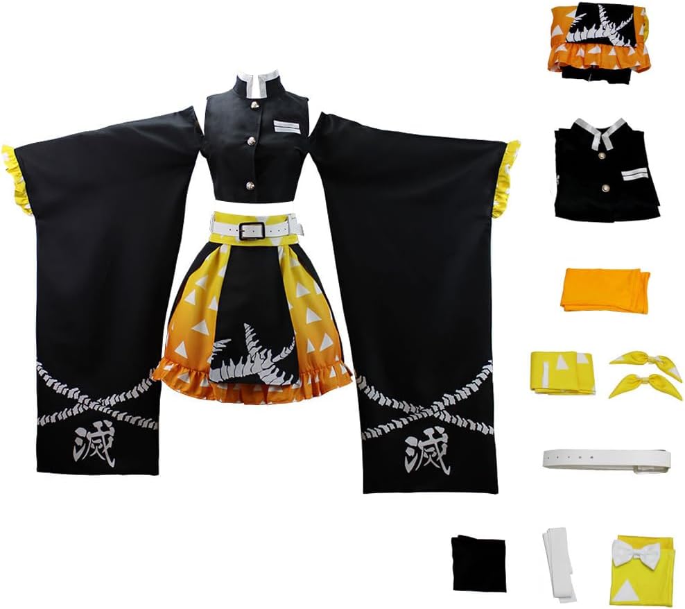 Juejuezi New Women Cosplay Costume Kimono Dress Halloween Off Shoulder Skirt Outfit Adult