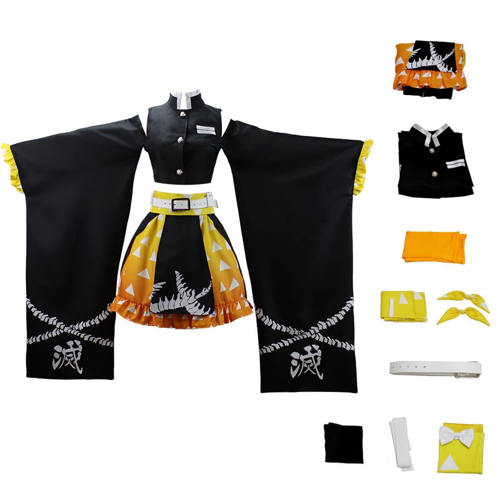 Juejuezi New Women Cosplay Costume Kimono Dress Halloween Off Shoulder Skirt Outfit Adult