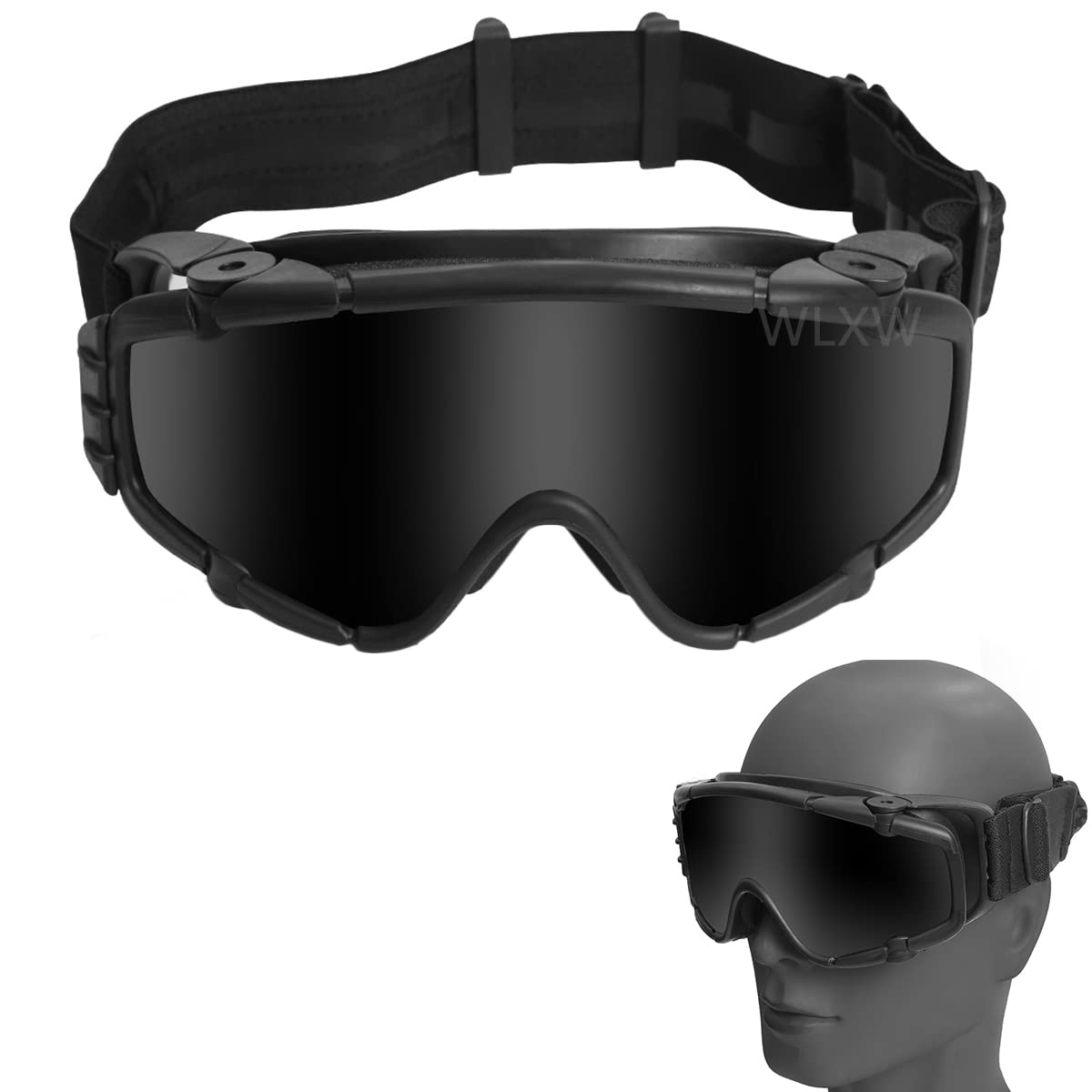 WLXW Lunettes Tactiques Anti-Buée avec Ventilateur Anti-Poussière Réglable Extérieur Airsoft Paintball BB Ball Lunettes De Sécurité Lunettes avec 2 Lentilles