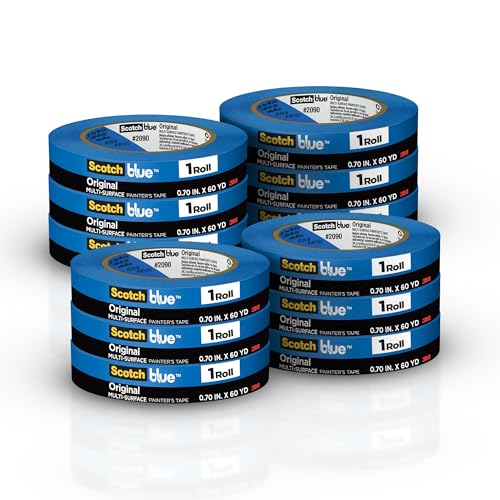 Image of ScotchBlue Original Multi-Surface Painter's Tape 2090, 0.75 Inches x 60 Yards per Roll, 12 Rolls, Blue, 14-Day Clean Removal, UV Resistant, for Indoor and Outdoor Use