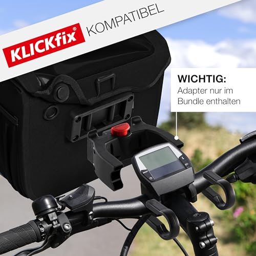 Valkental® x KLICKfix® - wasserdichte Lenkertasche | 7L Volumen | Robuste Fahrradtasche Mit Magnetverschluss | Inkl. Handyfach | Für Ebike | KLICKfix Kompatibel
