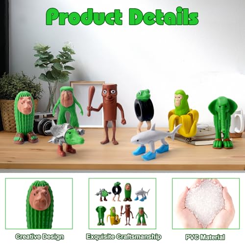 Yozexin 8 PCS Italian Brainrot Figures, Tung Tung Tung Sahur Figur, Tralalero Tralala Figur Toys,Italian Brainrot Meme Shark Figures, Brainrot Animals Figurines FüR Kinder,Erwachsene