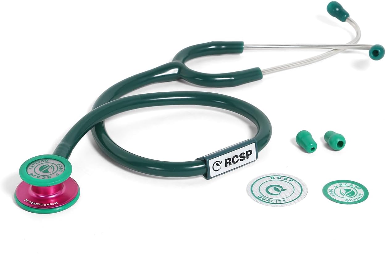 Rcsp Cardiology Dual Head Aluminium Chest Pediatric Stethoscope | for Professional Doctors, Nurses, Students Nurses Super Pediatric (GREEN)