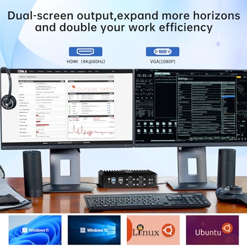 Image of Industrial Mini PC, Fanless Desktop Computer Core i7-8550U 1.8-4.0GHz, Win-11 Pro, 16G DDR4 RAM, 512G SSD, VGA /HDMI 4K@60Hz, 2x2.5G LAN Ports, 6xCOM RS232, 4G Module Slot, WiFi6 /BT5.2