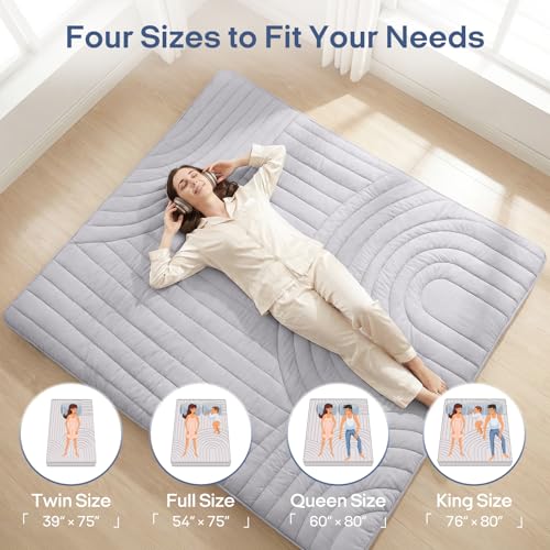 Image of ZonLi Japanese Floor Mattress Futon Mattress Full Size, Thicken Roll Up Tatami Mat Washable Cover, Portable & Foldable Floor Bed Mattress for Sleeping, Dormitory, Adult