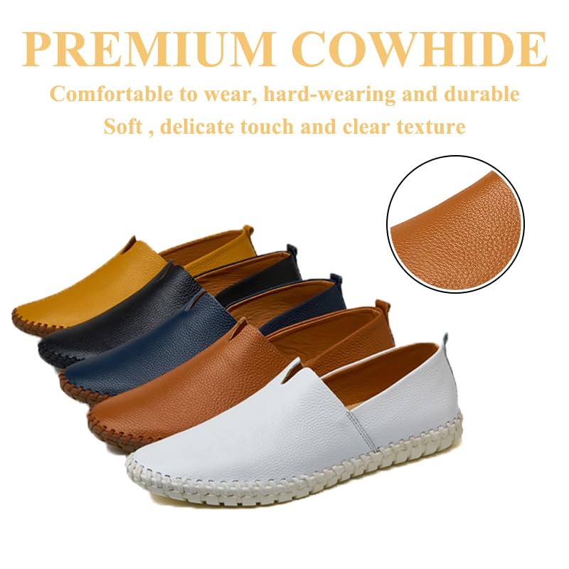 Mens Breathable Slip-On Loafers Casual Walking Shoes Lightweight Driving Flat Shoes Genuine Leather Soft Comfy Moccasine for Men4