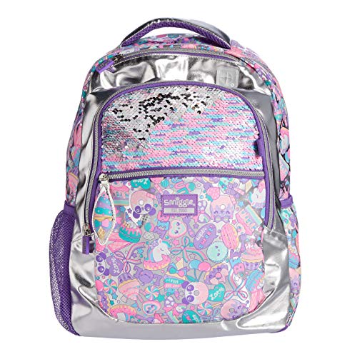 Smiggle Flashy Sequin Kids, Mochila para niñas y niños con Lentejuelas Reversibles y Acabado Metalizado