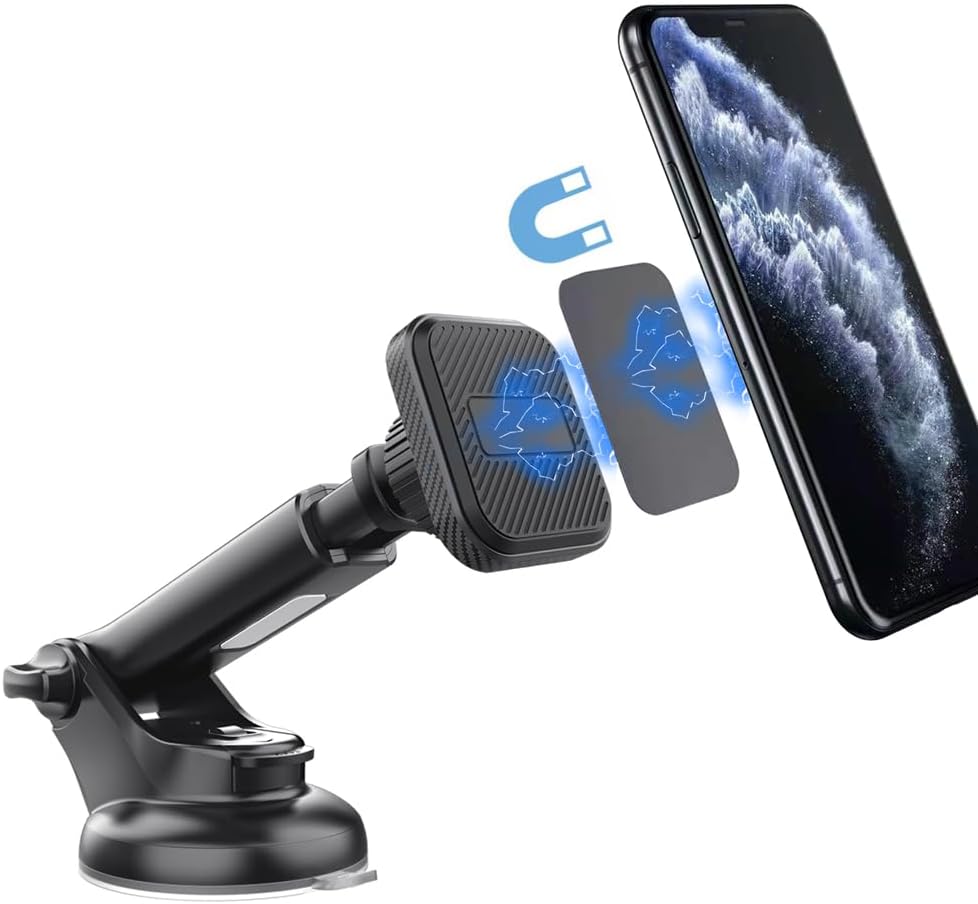 Strong Suction Cup Cell Phone Mount, Long Extension Arm for Windshield/Dashboard, Car Phone Holder Holder Mount, Magnetic Phone Holders for Your car /360 Rotation Phone Mount Holder for All Cars