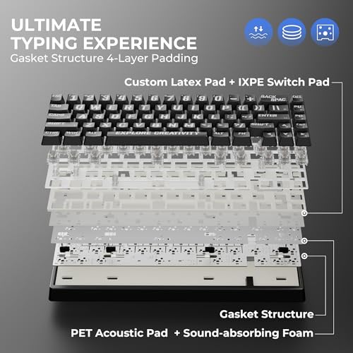 Image of x XVX M67 Wireless 60% Percent Keyboard, QMK /VIA Topographic Gaming Keyboard, Tri-Mode Thocky Creamy Mechanical Key board, Hot Swappable Gasket Mount RGB IMD Tech for Win /Mac, Miami Theme, Black