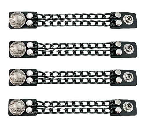 Funk Plus Motorcycle Vest Extenders Double Black Chain Regular Snap MC Jacket Made in USA (8