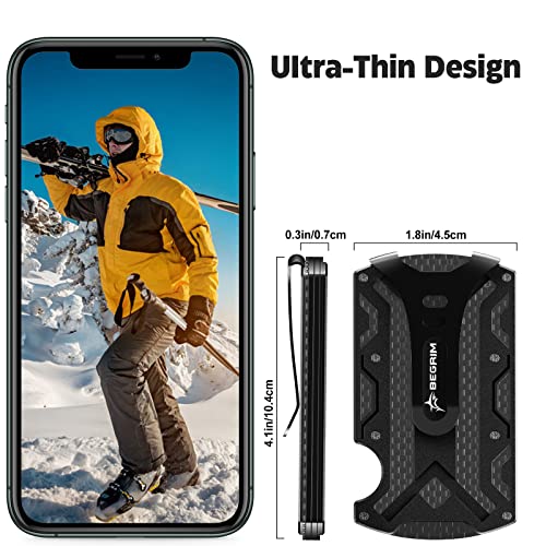 Begrim Wallet For Men - Slim Aluminum Metal Money Clip Rfid Blocking, Holds Up 15 Cards With Cash Clip. Ultra-Thin Minimalist Wallet, Rose Gold #TOP4