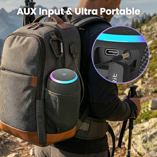 Image of GEARit Portable Bluetooth Speaker, 15W Small Wireless, IPX6, RGB Lights | 10-Hour Battery, USB-C Charging, Bluetooth 5.3, TWS Stereo - Beach, Shower, Travel & Office, Hands-Free Calls