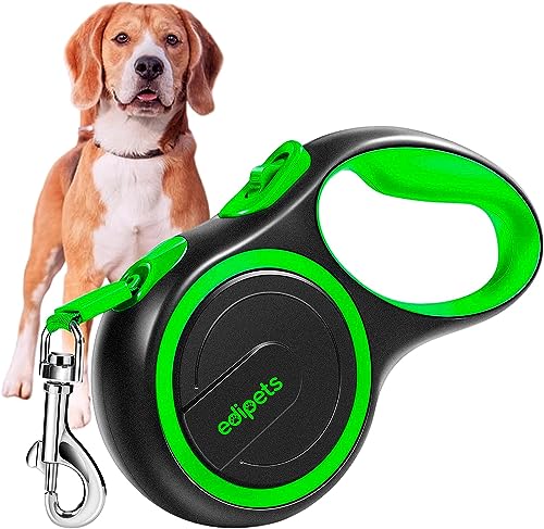 Edipets, Correa Perro Extensible, Retráctil, 3, 5 y 8 Metros, Cinta Flexible para Adiestramiento y Paseo, con Seguro y con Freno, Diseño y Agarre Cómodo (5m hasta 20kg, Verde)