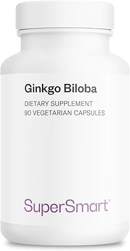 Supersmart - Ginkgo Biloba 180 mg por porción - Extracto estandarizado al 24% de flavonglicósidos de ginkgo - Puede mejorar el rendimiento máximo y