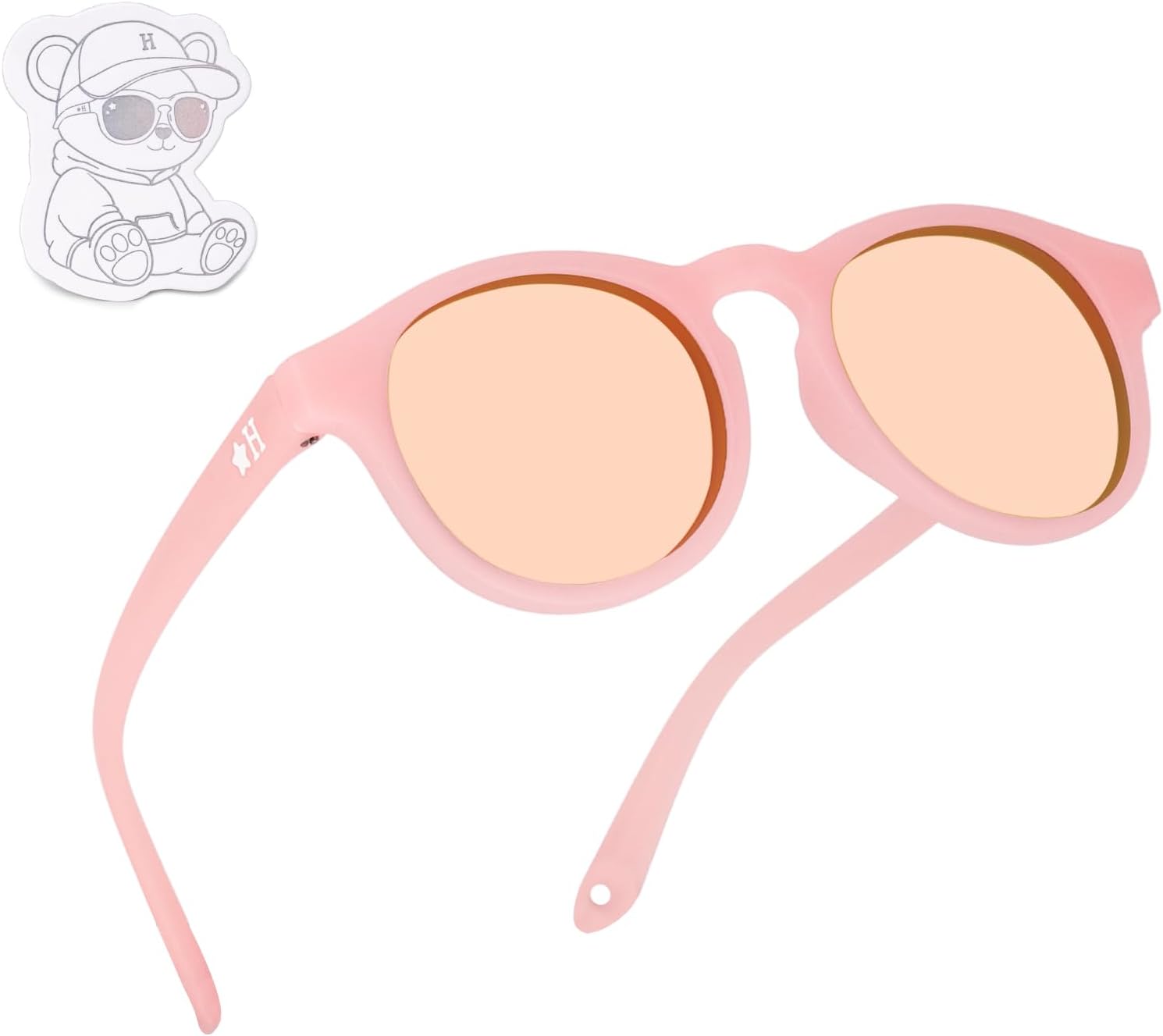HECCEI Baby Sunglasses with Strap - UV Protection Pebble Sunglasses, Polarized, Bendable, For Newborns 0-24 Months