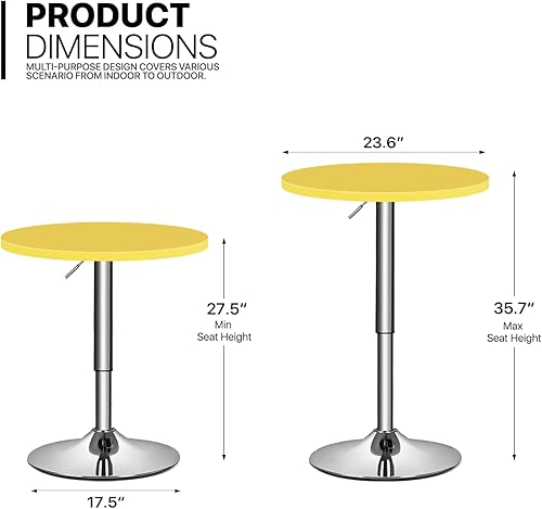 Miniatura 3 de MoNiBloom Mesa de pub bistro con barra redonda de 27.5 a 36 pulgadas, altura ajustable, mesa de cóctel para comedor, hogar, cocina, patio, bistro,