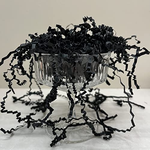 Crinkle Cut Paper Shred Filler (1/2 Lb) For Easter Decorations Gifts Craft Diy's Packaging,Black Shredded Paper For Gift Box, Wrapping & Basket Filling For Christmas, Halloween & Wedding Decorations ( Black ） #TOP1