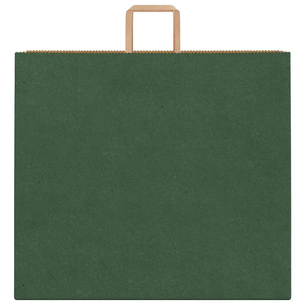 Zielone torby papierowe Kraft 250 szt. z uchwytami linowymi, 54 x 15 x 49 cm, solidne papierowe torby na zakupy z recyklingu, na zakupy, imprezy i pakowanie prezentów