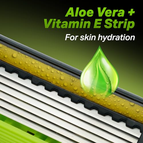 Image of Mr. Stag Beast 6-Edge Razor for Men with 1 Handle & 2 Cartridges, Aloe Vera & Vitamin E Lubrication Strip, Stainless Steel Design for Smooth, Comfortable Shaving Razor | Daily Care (Green, Pack of 3)