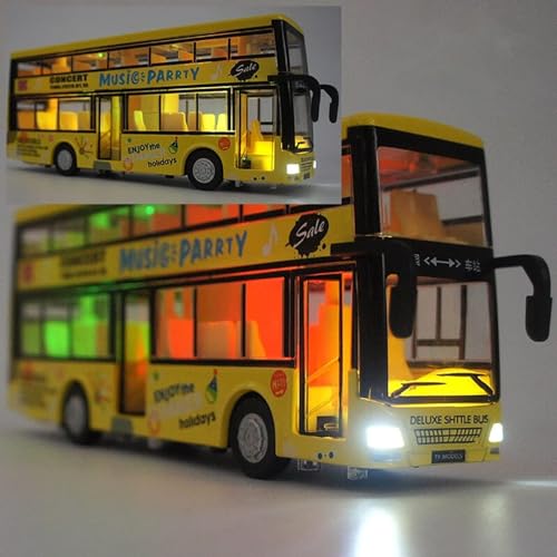 Image of DEOXY Double Decker Toys for Kids Diecast Metal Alloy London Bus Light & Music Open Door Collection Toys for Boy Kids