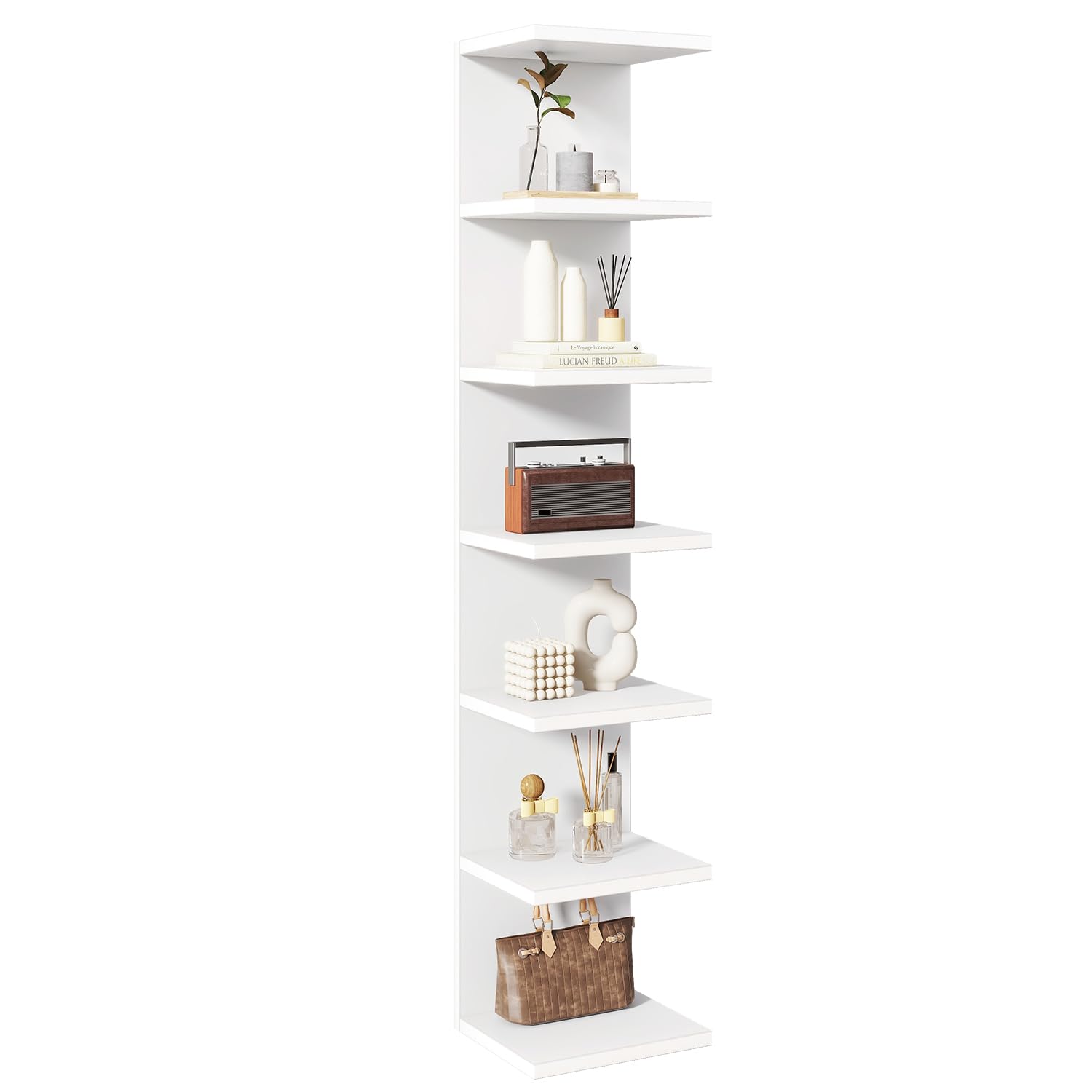 IBUYKE 7 Tier Wall Shelf Unit Floating Shelves,Lack Shelf WBC018W