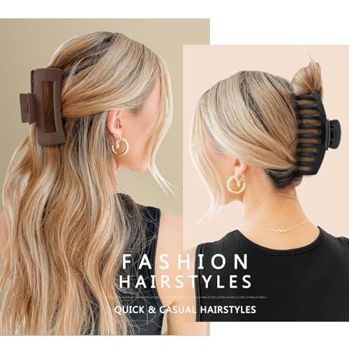 Image of ANNA CREATIONS 8 Pcs Korean Fashion Matte Hair Claw Clips Strong Hold Clutcher for Thick & Thin Hair Accessories Clutches for Women & Girls