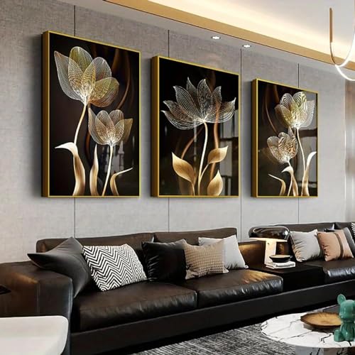 Toile fleurs noir et or : la solution pour un salon chaleureux