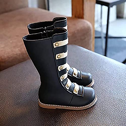 TangDao Little Girls Knee High Flat Riding Boots Shoes Leather Winter Boots Warm Cotton Toddler Boots4