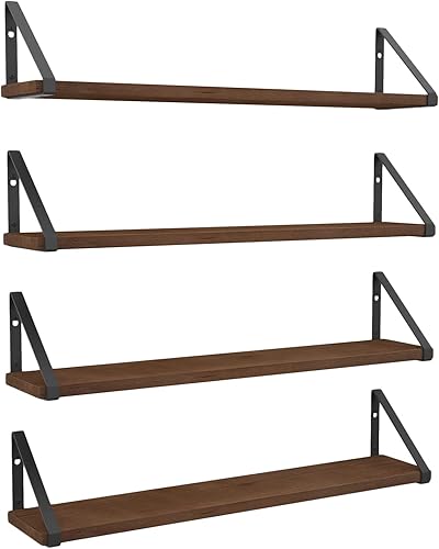 Wallniture Ponza - Estantes flotantes para pared, estantes de pared de madera rústica de 24 pulgadas para decoración de dormitorio, estante de