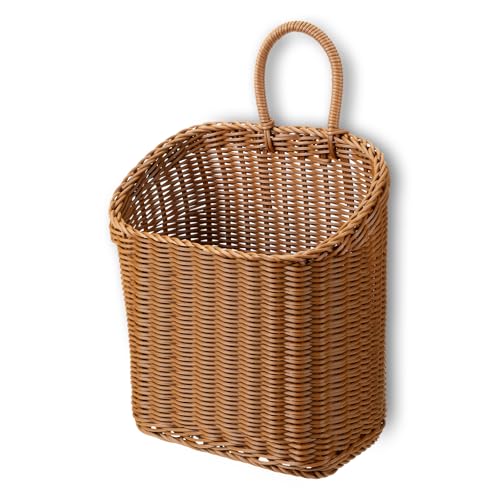 WLLHYF Woven Hanging Wicker Basket for Front Door Water Hyacinth