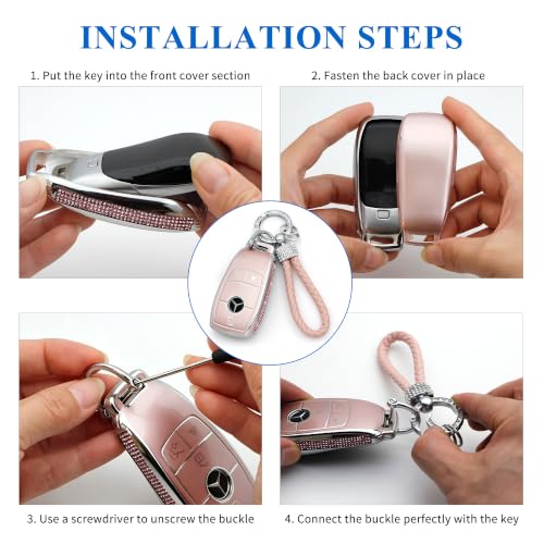 Image of Creativity for Mercedes Benz key cover and keychian (Pink Combination)