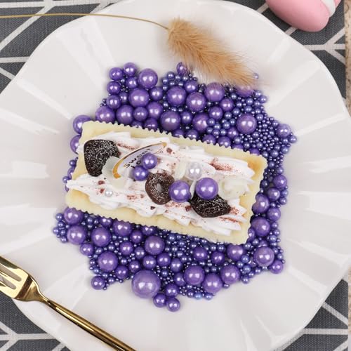 Image of Purple Sprinkles for Cake Decorating, 130g /4.6oz Edible Purple Pearl Sprinkles Mix, Sugar Candy Pearls for Baking, Cookie Decorations and Cupcake Toppings, Wedding Party Halloween Supplies