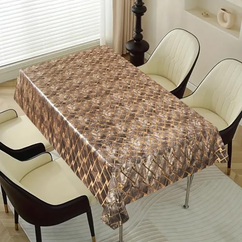 Image of Dakshya Industries PVC Waterproof Withoutlace Dining Table Cover (Size - 54X78 Inch) Rectangle 6 Seater Heat Rasistant, Singha A2