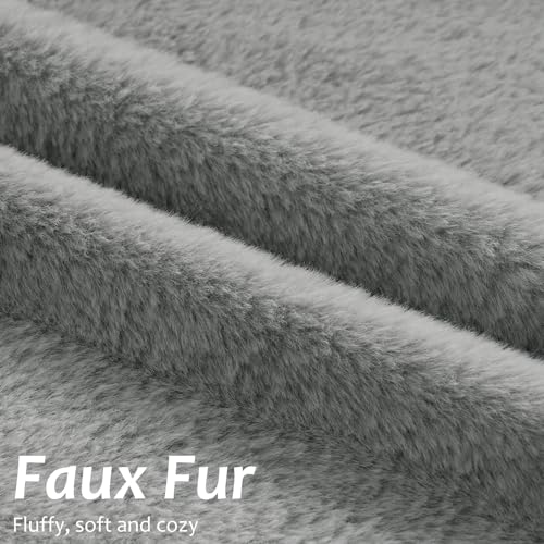 Pallene Faux Fur Plush Throw Pillow Covers 18x18 Set of 2, Soft Fluffy Couch Pillow Covers for Living Room, Grey